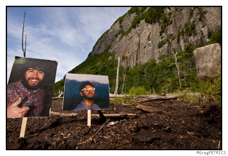 Porter and Dwyer stretch their legs on the shores of Avalanche Lake