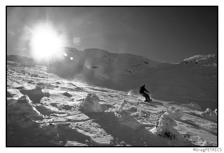 alpine bowl to tree lined sub alpine chute