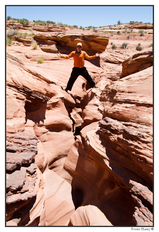 Greg gets sick gnarly rad in a slot canyon