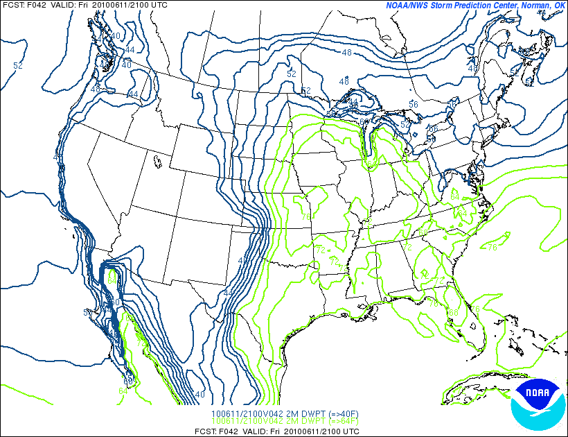 SREF friday dewpoints