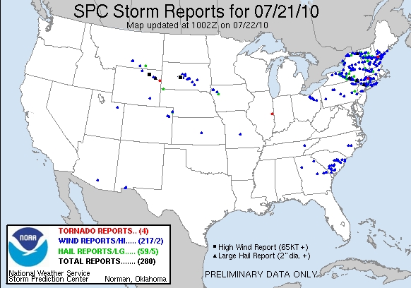 Severe Reports from 7/22/10
