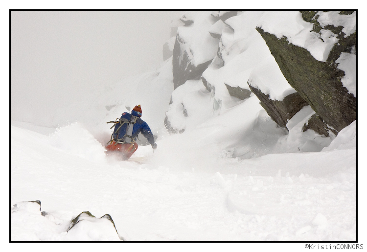 Powder skiing on high