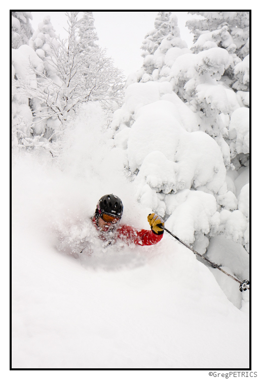 Ben Peters gets deep in powder snow in Vermont