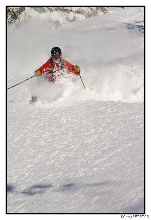 Ben Peters Enjoys a Deep Powder Turn in the Sun