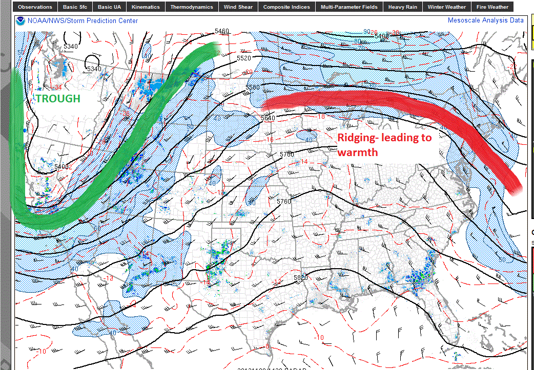 snow west, cold east