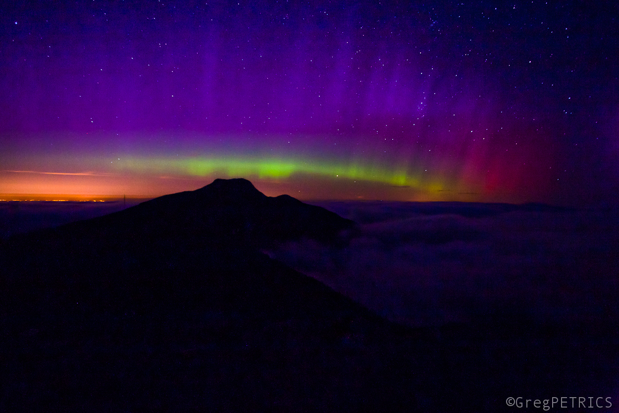 northern lights over mount mansfield