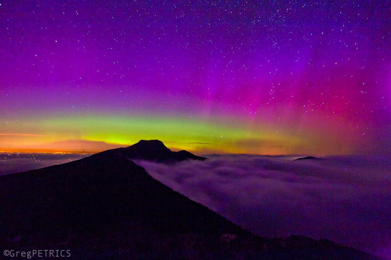 northern lights over mount mansfield