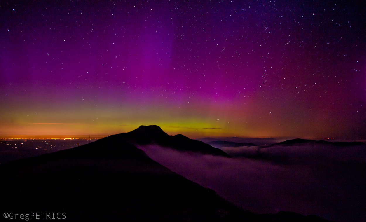 northern lights over mount mansfield