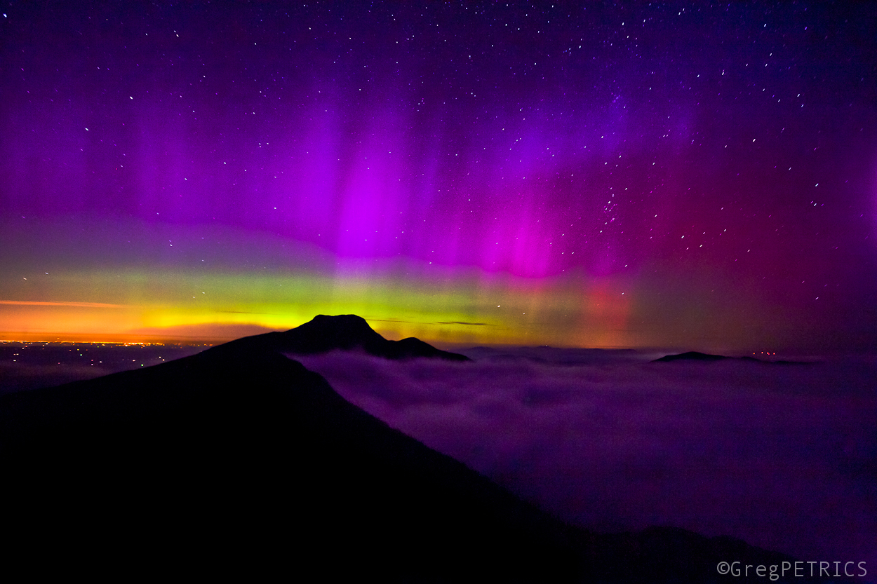 Aurora borealis over Mount Mansfield, VT Sept 12, 2014