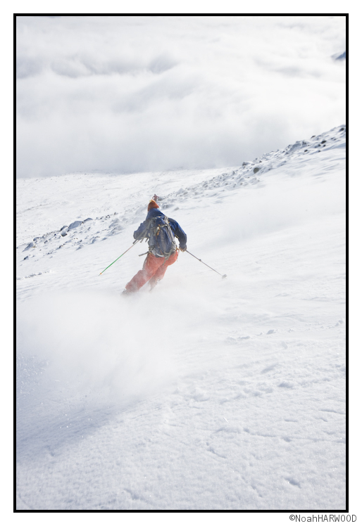 Greg testing his rock skis