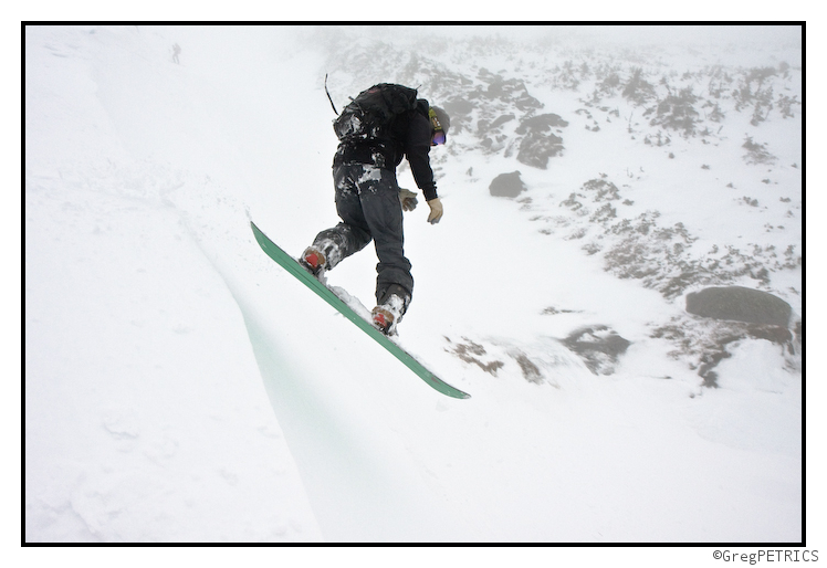 Christian begins his descent on his splitboard