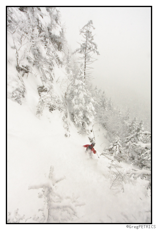 a steep powder chute on the east coast