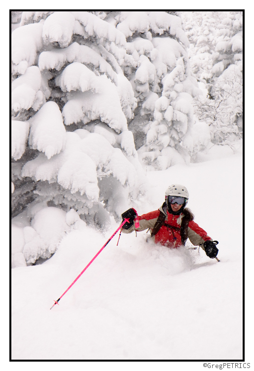 Kristin gets deep in the Vermont Backcountry