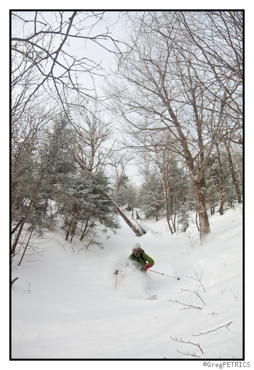 Pete enjoys some type one fun on skis