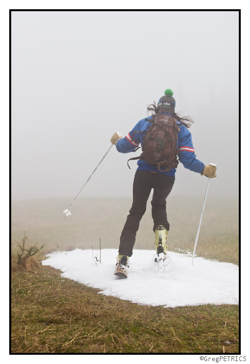 skiing small patches of snow