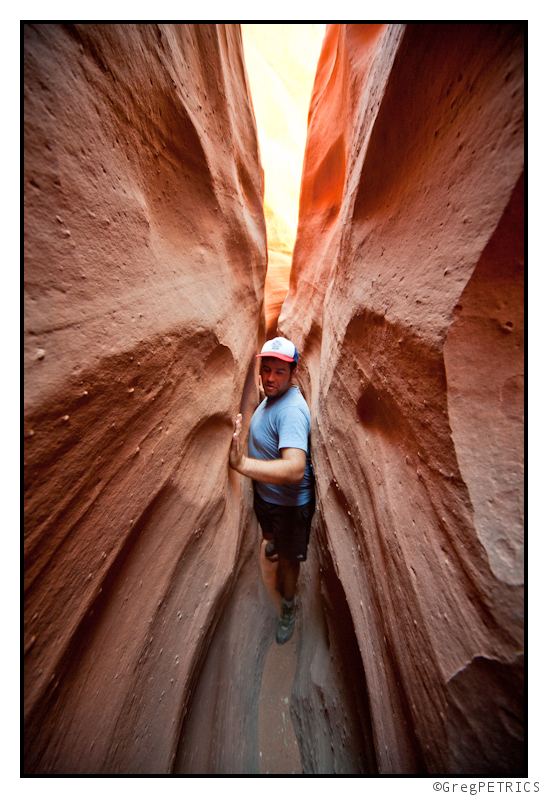 squeezing in a slot canyon