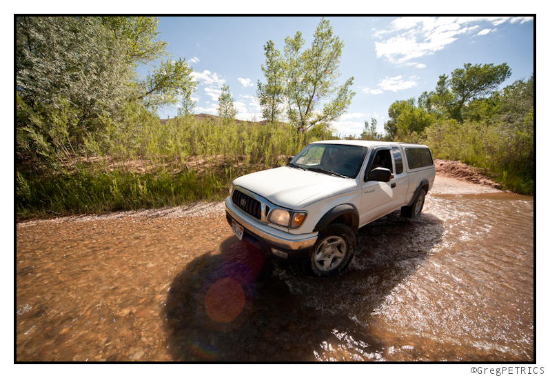 fording the river crossing in Capitol Reef National Park