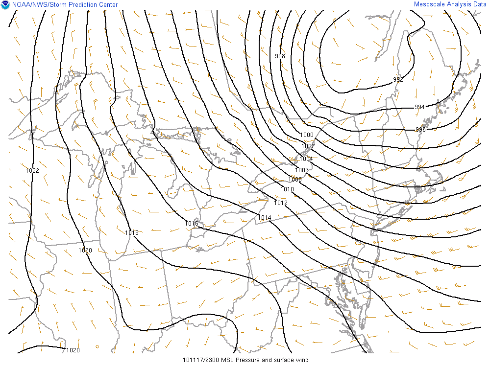 Location of Surface Low